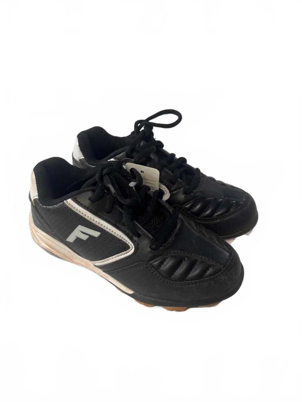Size 12Y Baseball Softball Cleats Franklin Black Athletic Field Shoes Tee Ball